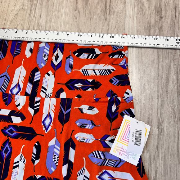 LuLaRoe Women's Maxi Feather Print Multicolor High Waist Skirt Size M - Picture 4 of 9